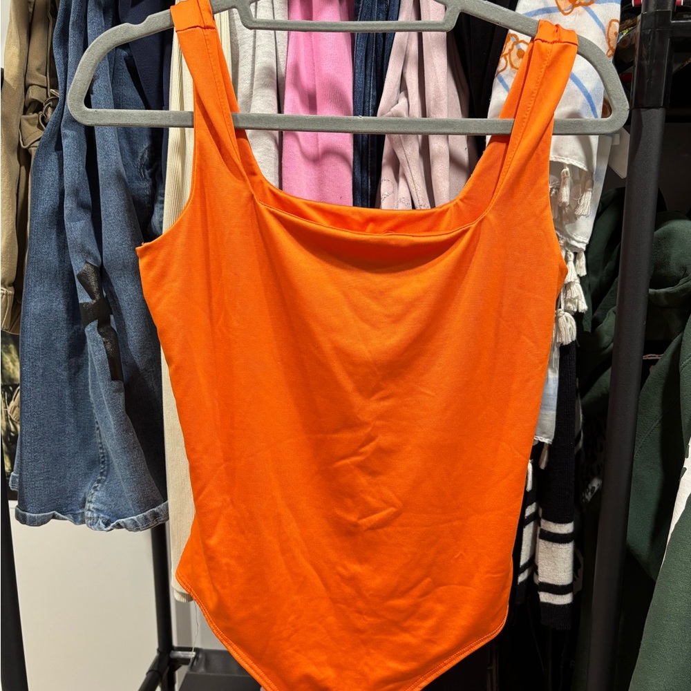 Sleeveless Vibrant Orange Bodysuit